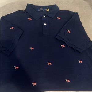 Polo by Ralph Lauren Men's Dark Blue Polo with Flag Accents